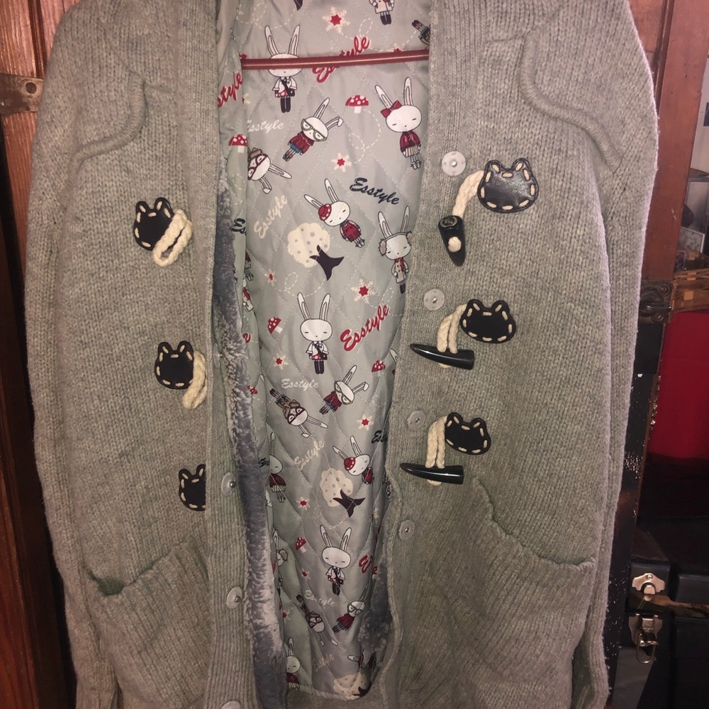 Korean fashion grey wool pea coat/duffle coat!